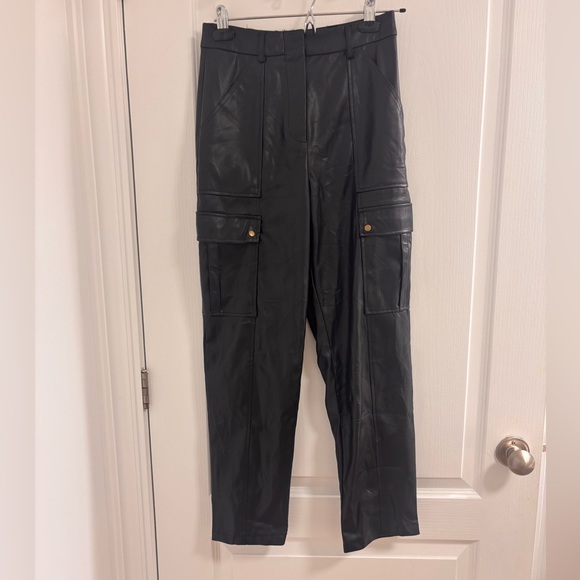Jason Wu Black Faux Leather Cargo Pants Size 2 - Picture 1 of 5